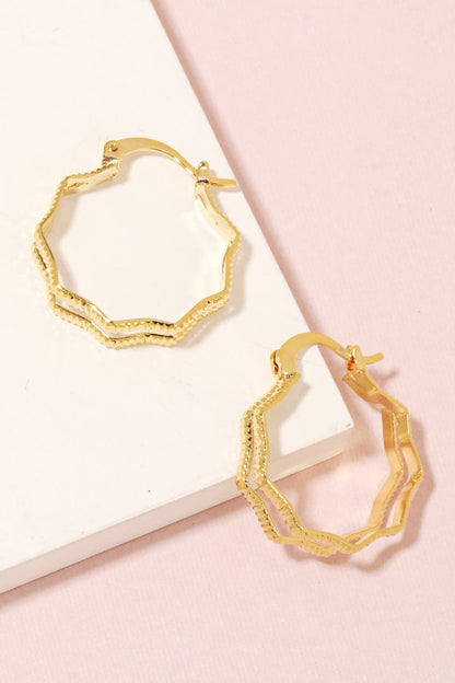 Chic double wave hoop earrings with secure pincatch closure