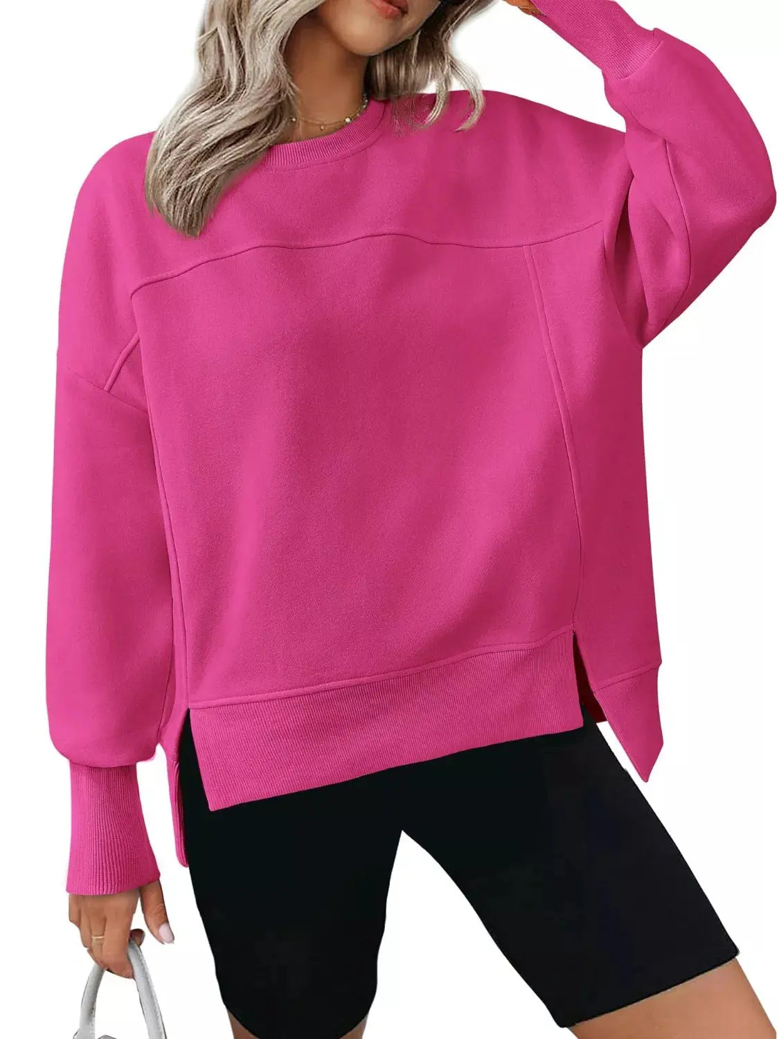 Casual Loose Side Slit Sweatshirt Simply Love