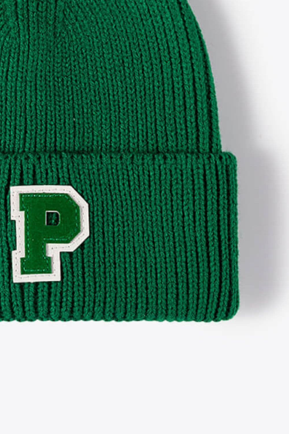 Letter Patch Cuffed Knit Beanie.