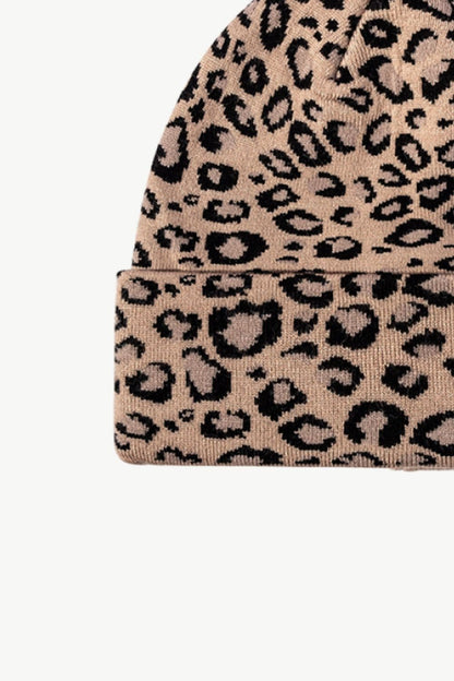 Leopard Pattern Cuffed Beanie.