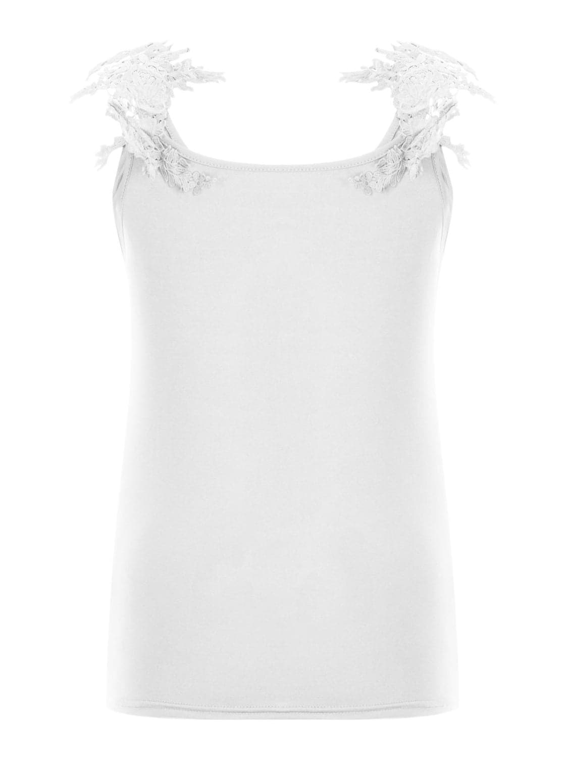 Full Size Lace Detail Scoop Neck Tank.