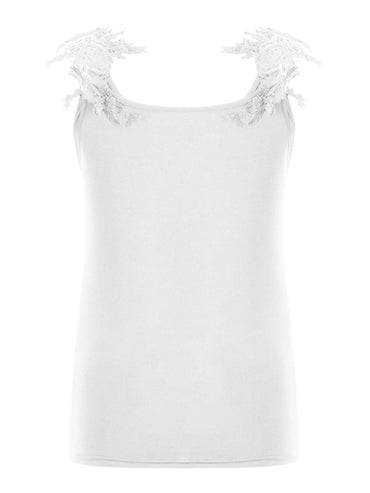 Full Size Lace Detail Scoop Neck Tank.