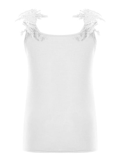 Full Size Lace Detail Scoop Neck Tank.