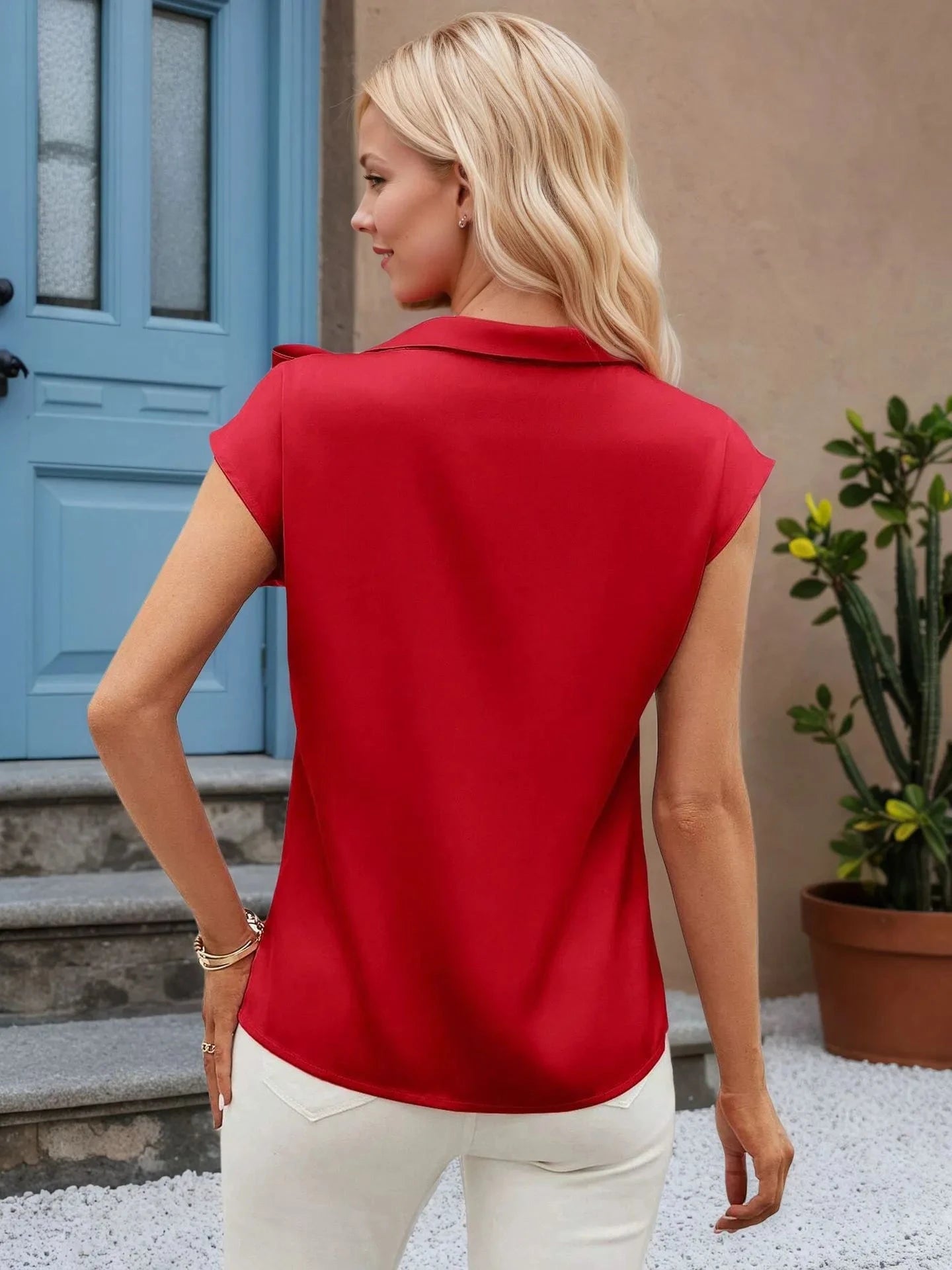 Bow Tie Cap Sleeve Blouse Coco’s Tee Boutique