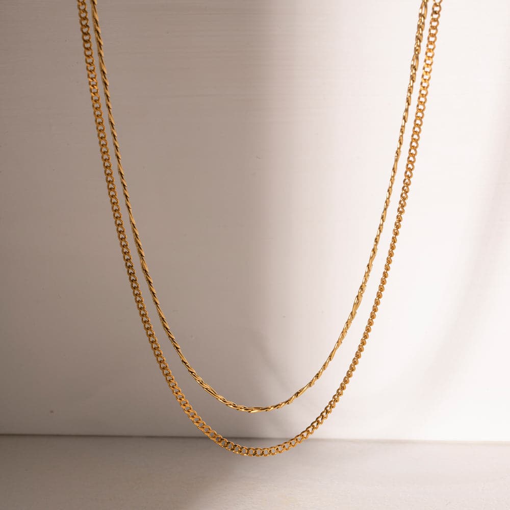 Stainless Steel Double-Layered Necklace.