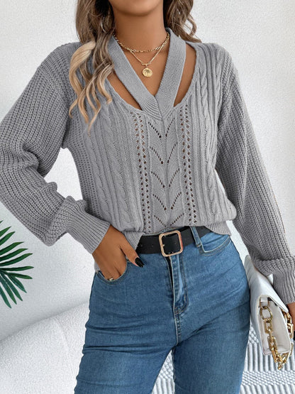 Chic v-neck long sleeve top