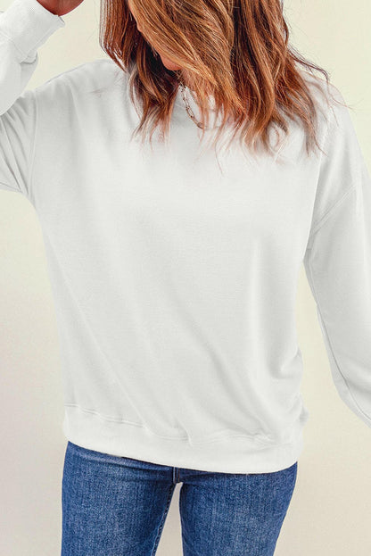 Round Neck Dropped Shoulder Sweatshirt.