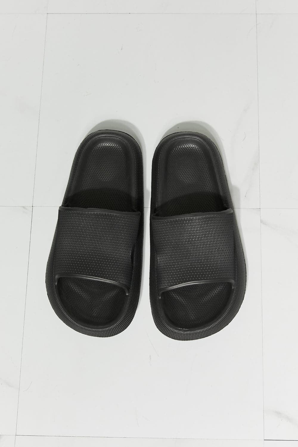 MMShoes Arms Around Me Open Toe Slide in Black.