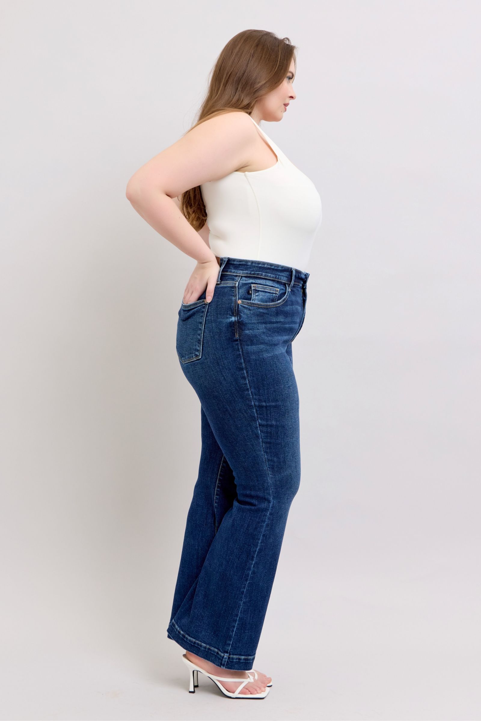 Judy Blue Full Size High Rise Flare Jeans with Pockets Plus Size Coco’s Tee Boutique