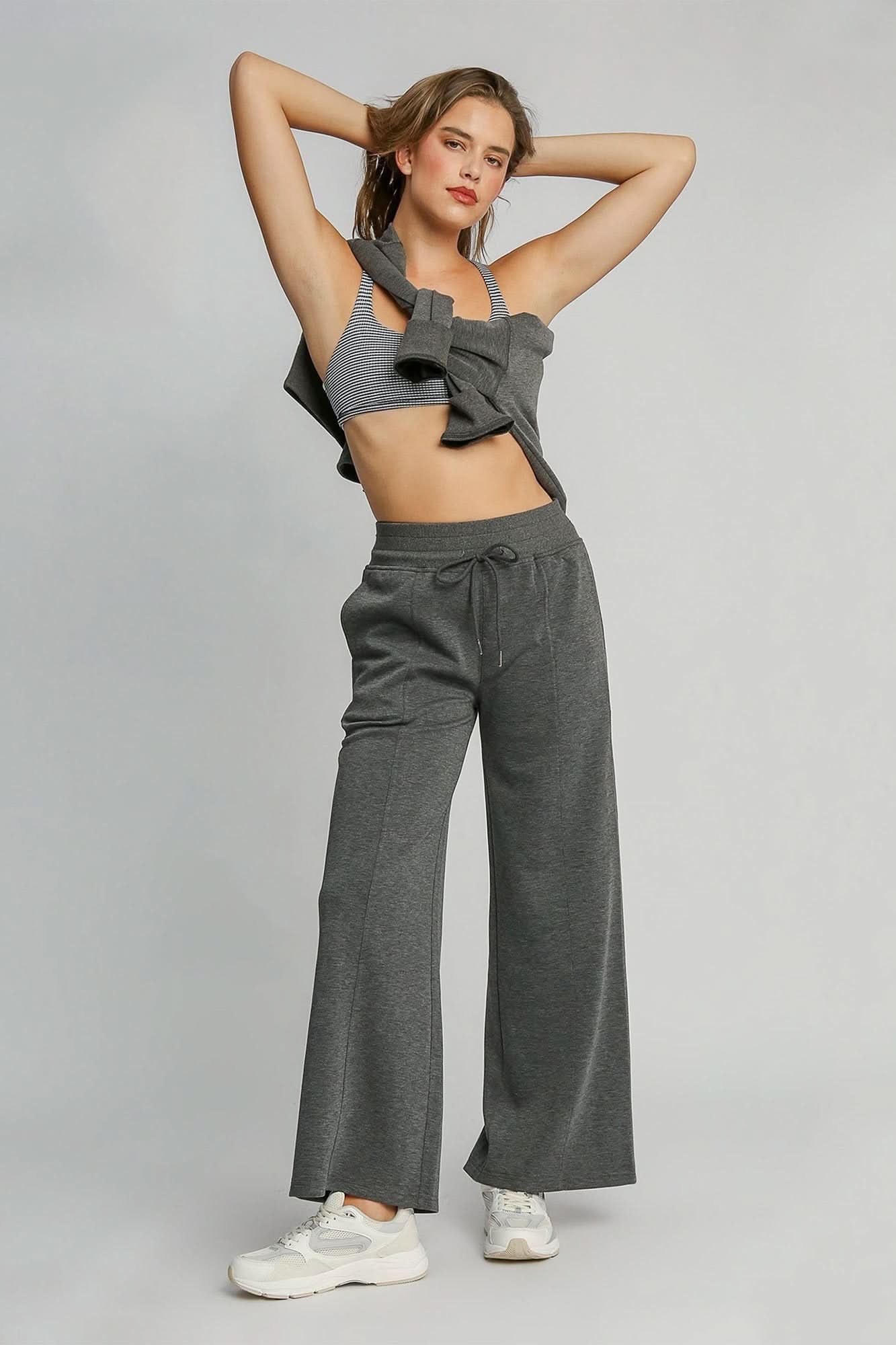 Chic Drawstring Wide Leg Pants with Convenient Pockets