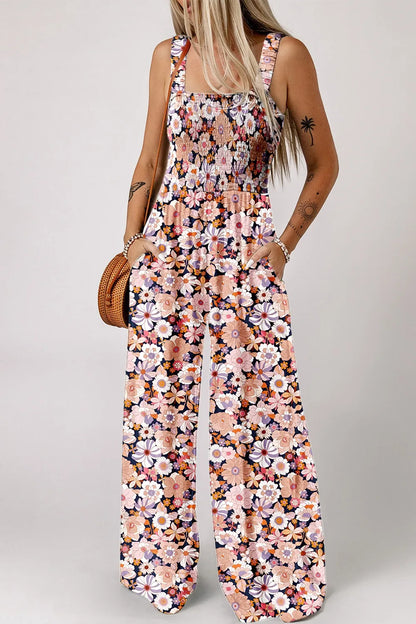 Bloom & Breeze Floral Smocked Jumpsuit
