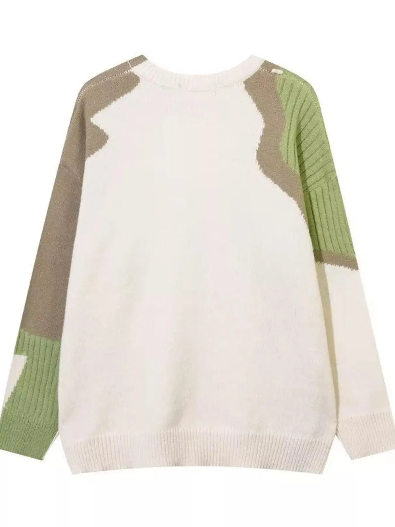 Men's Contrast Round Neck Long Sleeve Sweater Simply Love