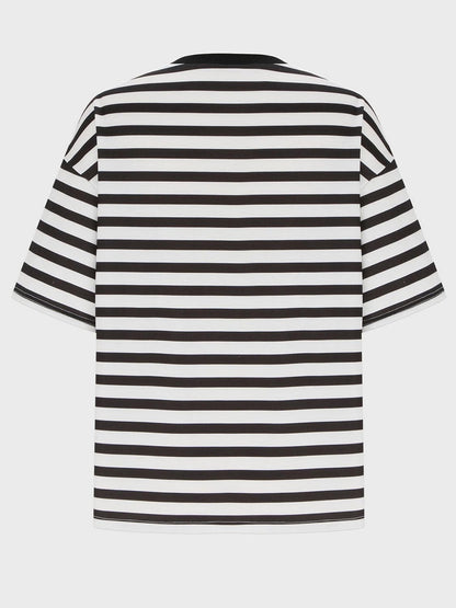 Striped Round Neck Half Sleeve T-Shirt.