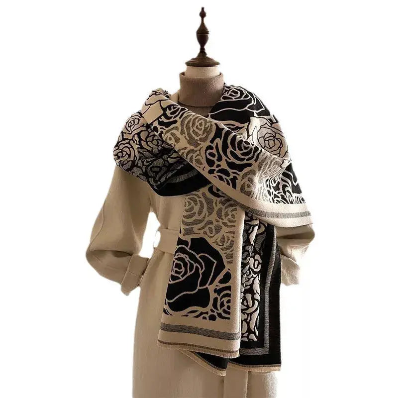 Rose Pattern Raw Hem Scarf Simply Love