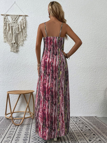 Full Size Printed Scoop Neck Maxi Cami Dress.