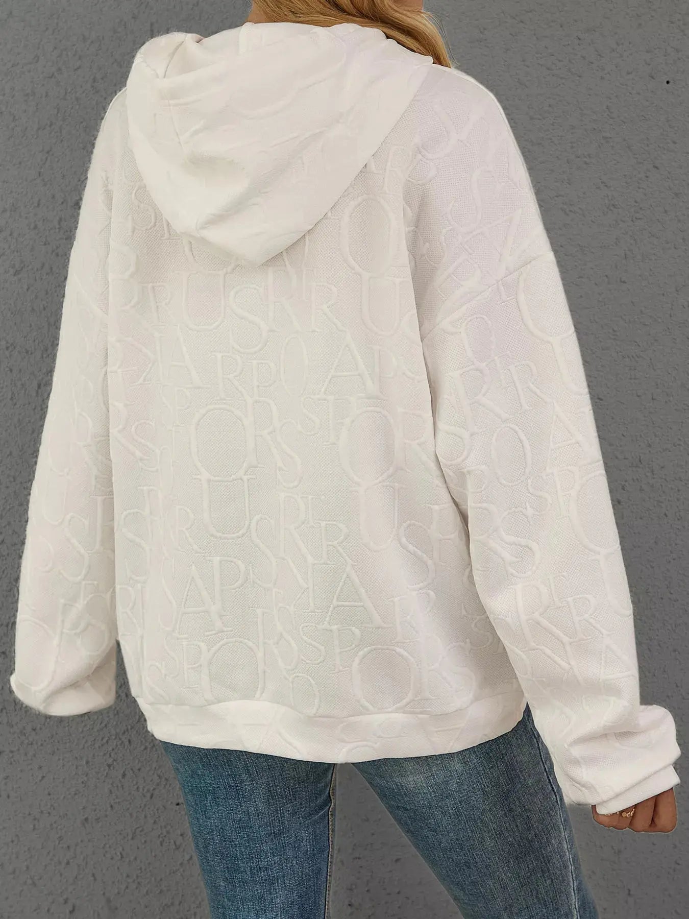 Full Size Embossed Lettering Casual Hoodie Plus Size Simply Love