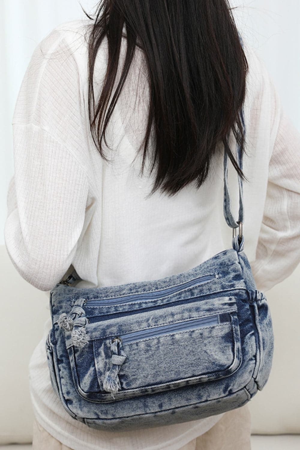 Denim crossbody bag - adjustable strap