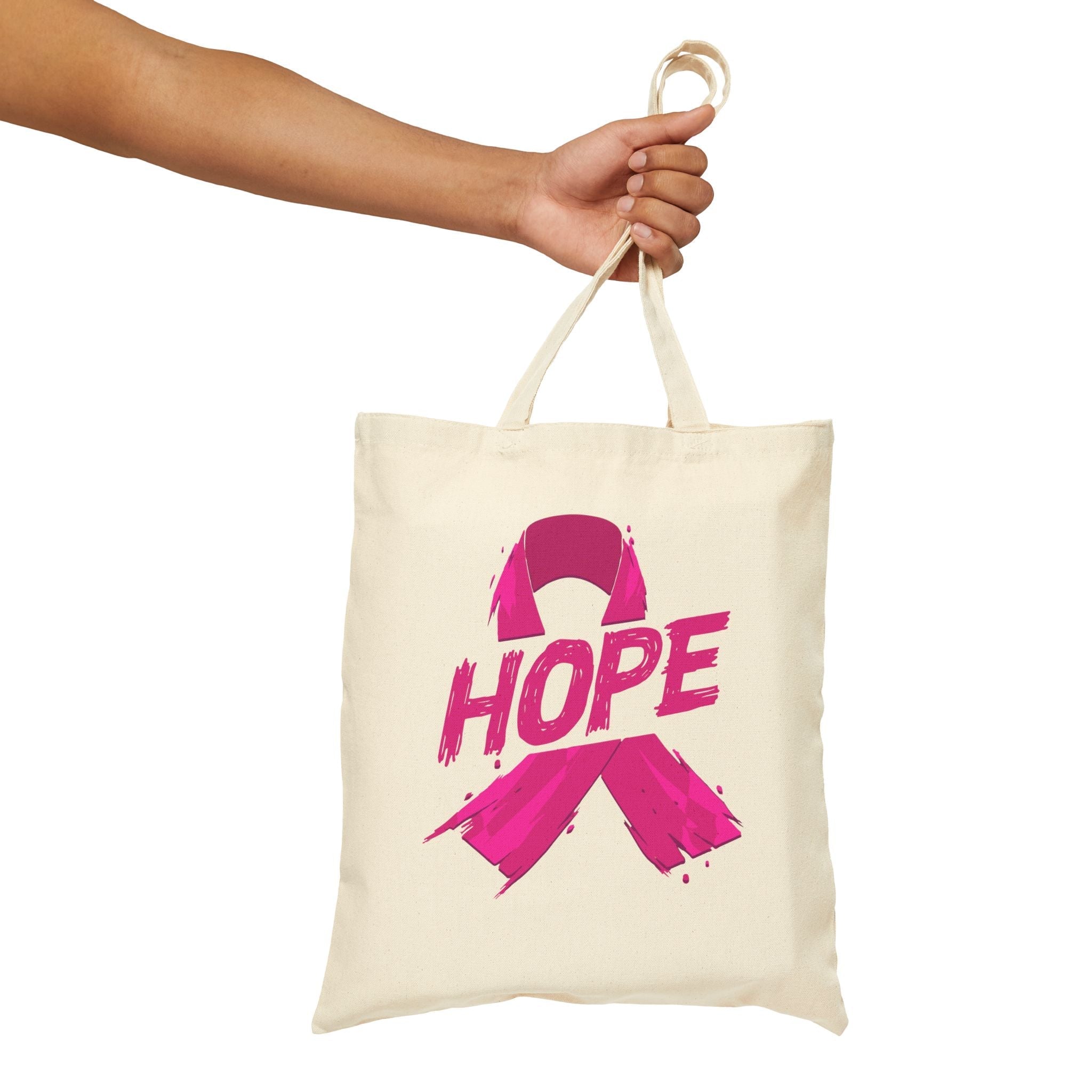 Breast Cancer Awareness Tote Bag Eco Friendly Cotton Tote Pink Ribbon Hope Design For Support Gift And Shopping Coco’s Tee Boutique