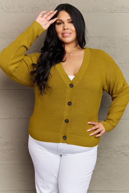 Zenana Kiss Me Tonight Full Size Button Down Cardigan in Chartreuse.