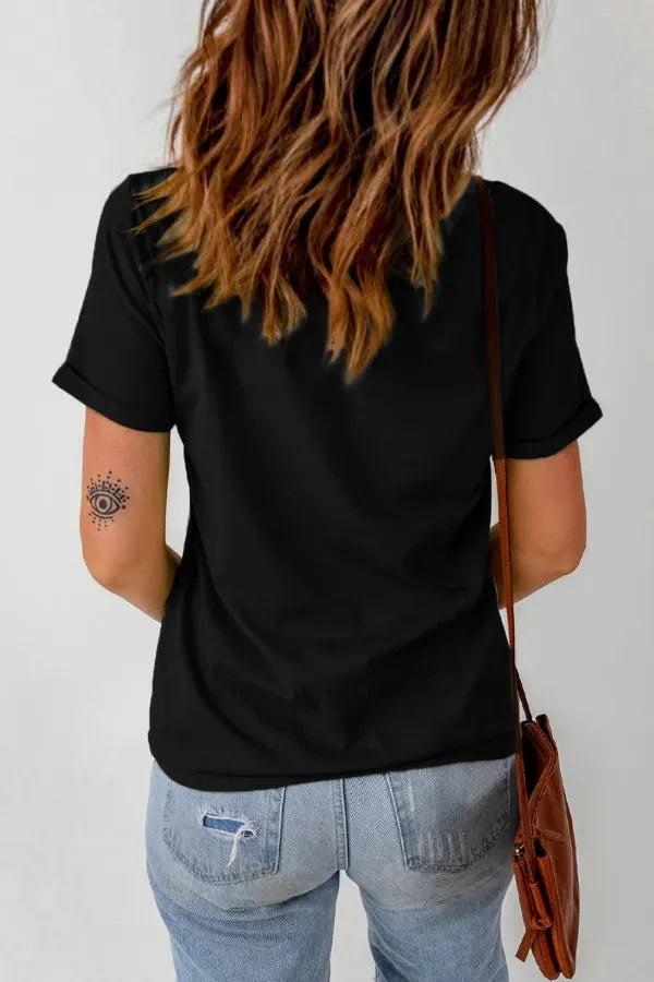 Bull Head Embroidered Round Neck T Shirt Simply Love