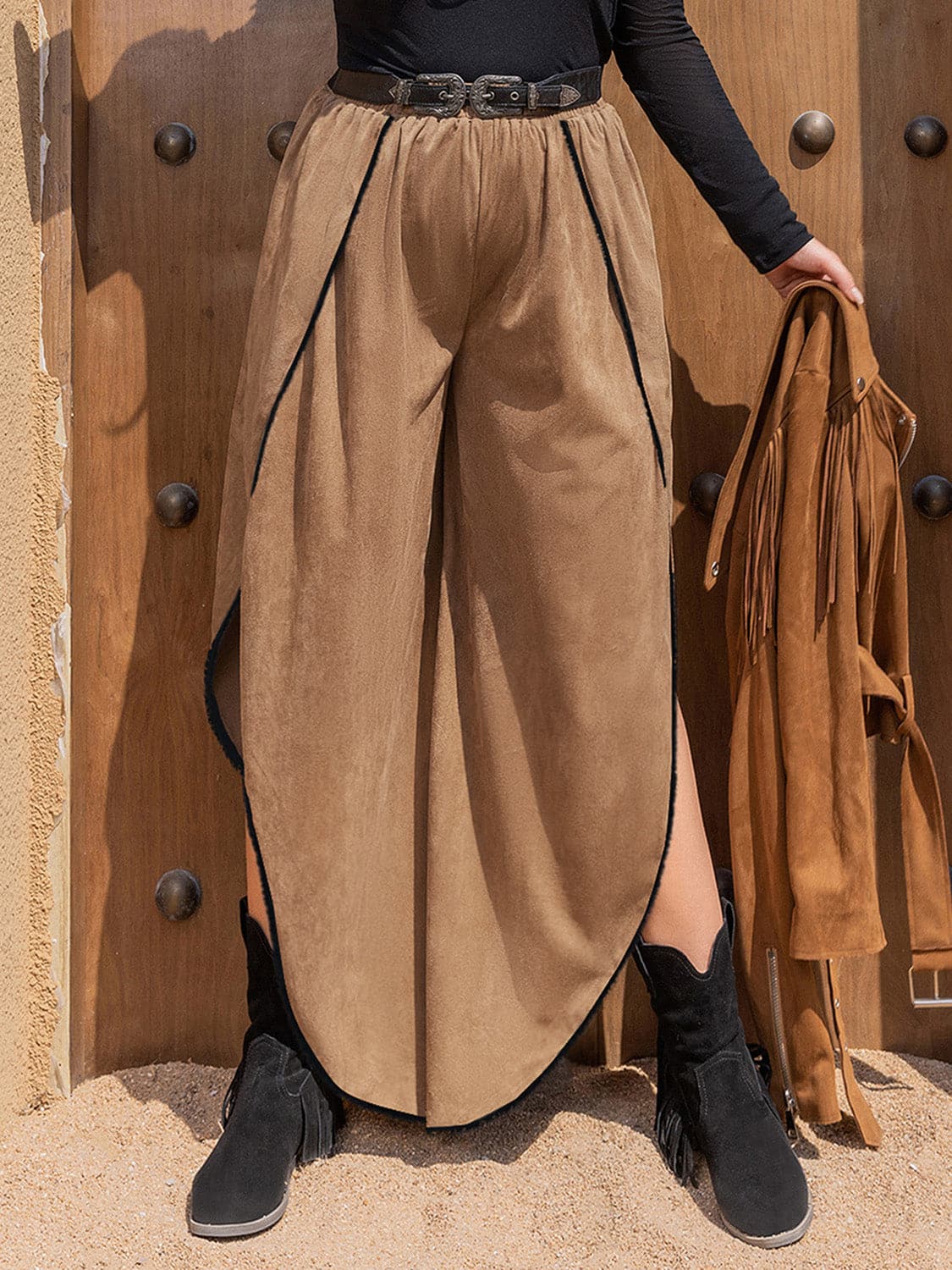 Plus Size Slit Wide Leg Pants.