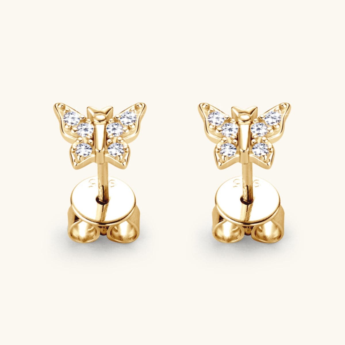 Moissanite 925 Sterling Silver Butterfly Stud Earrings.