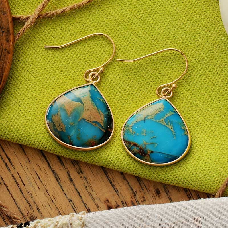 18K Gold-Plated Natural Stone Earrings.