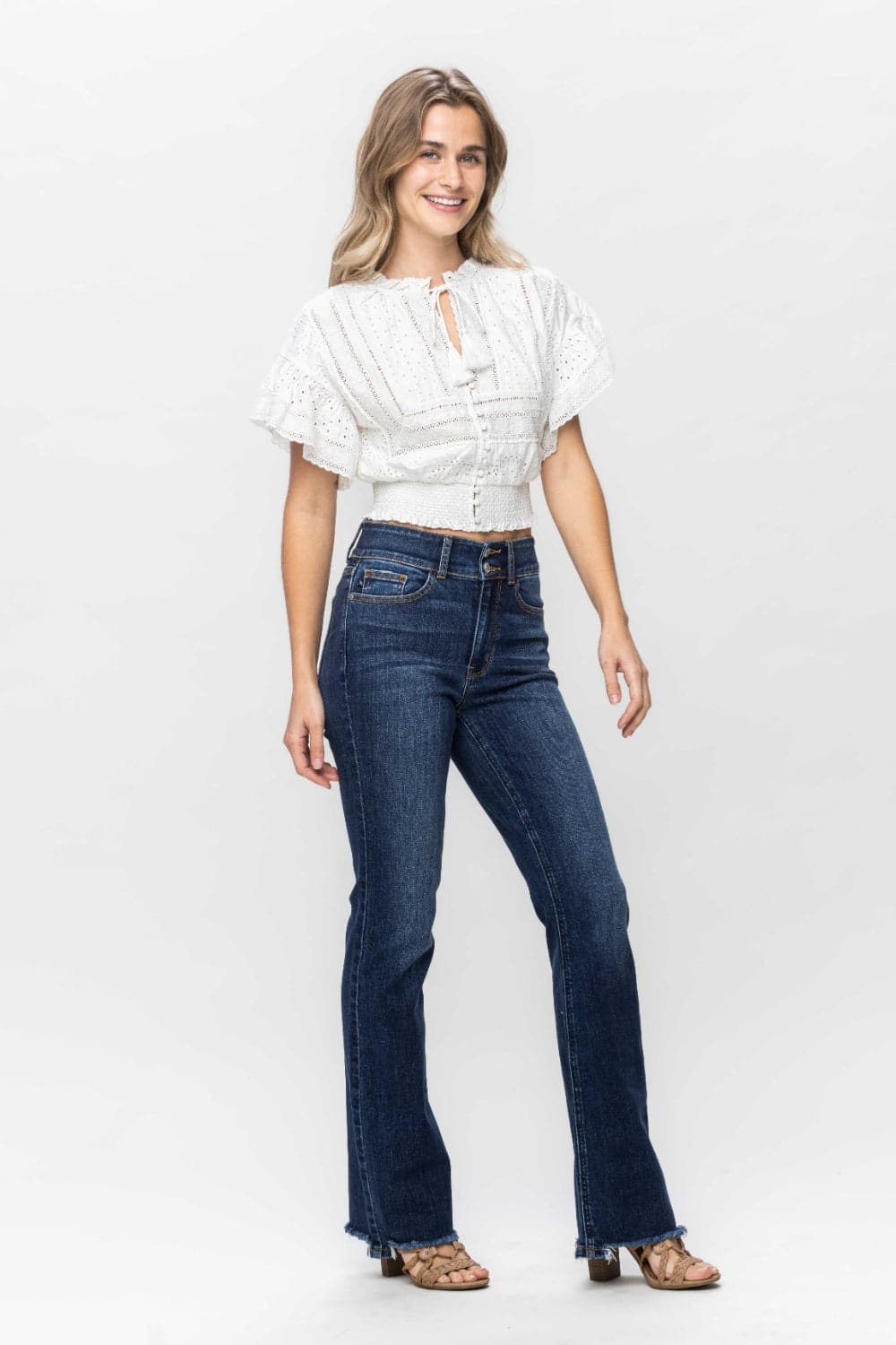 Frayed hem bootcut jeans by Judy Blue for a trendy twist