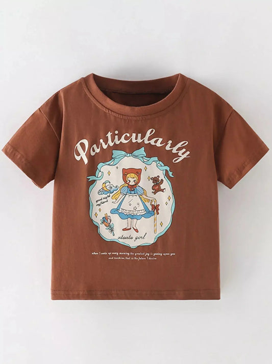 Children's Cartoon Graphic Short Sleeve T-Shirt Simply Love