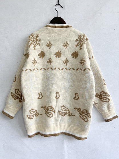 HAPPY Round Neck Long Sleeve Sweater.