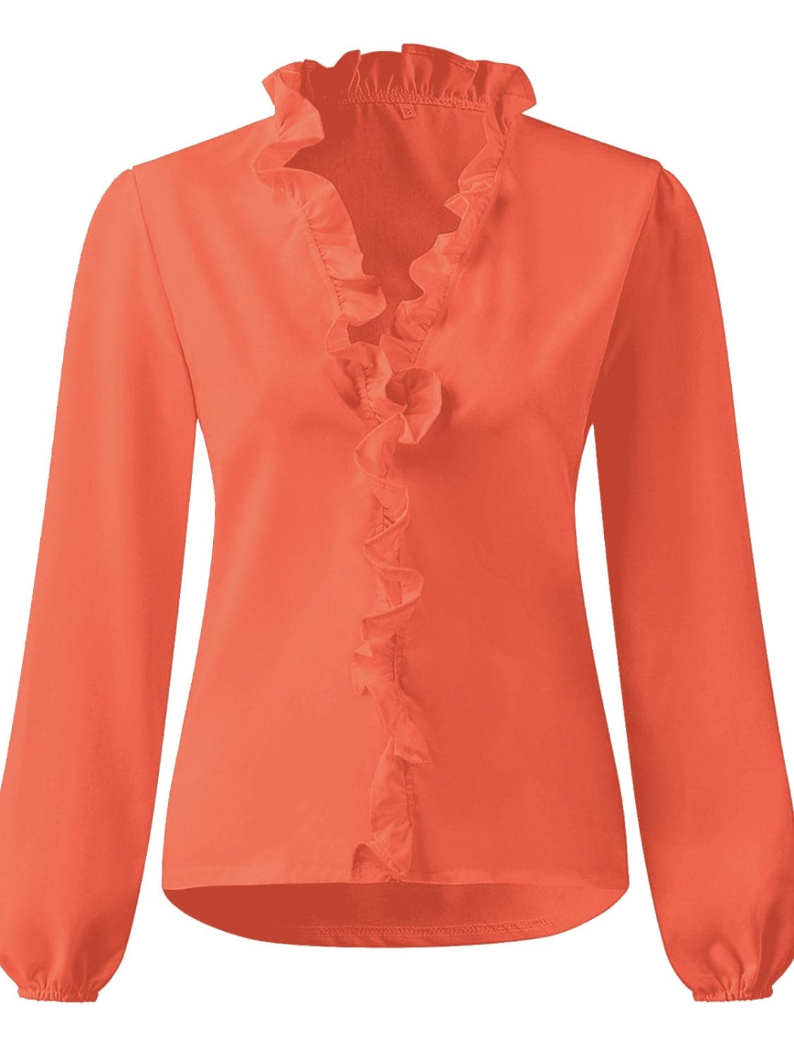 Chic ruffled v-neck blouse with long sleeves