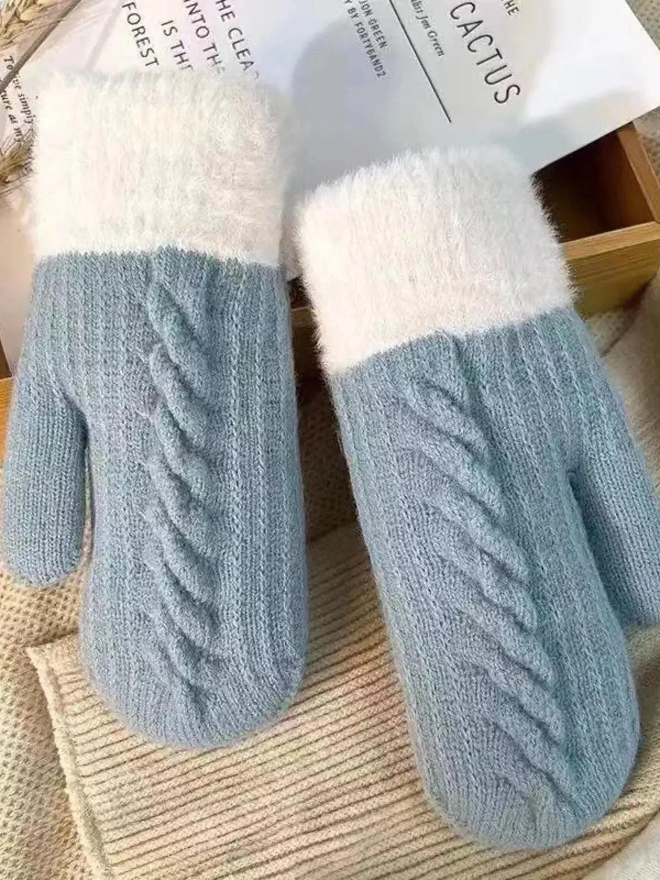 Cozy Knit Mittens with Fur Cuff Simply Love