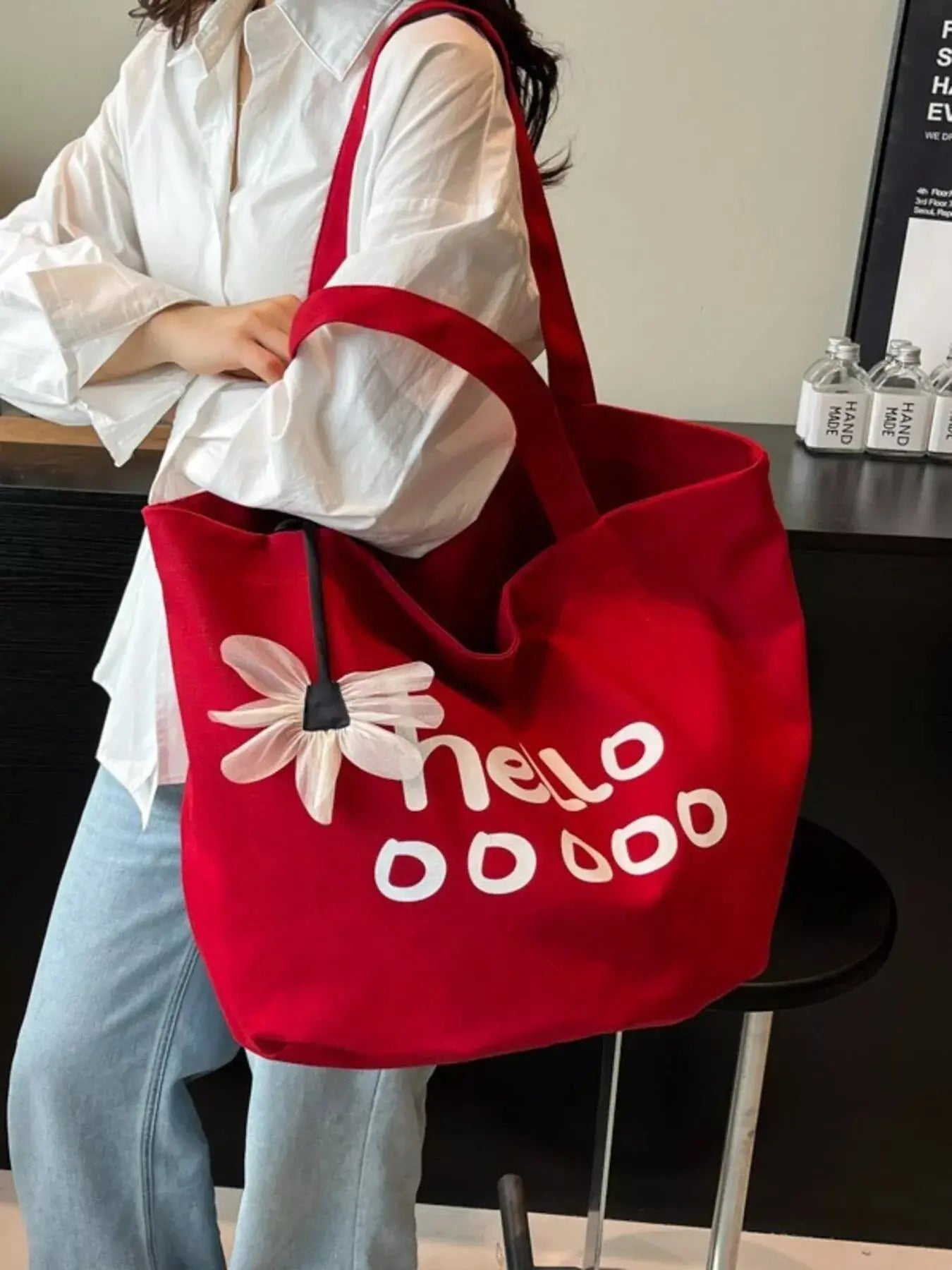 Letter Canvas Tote Bag Simply Love