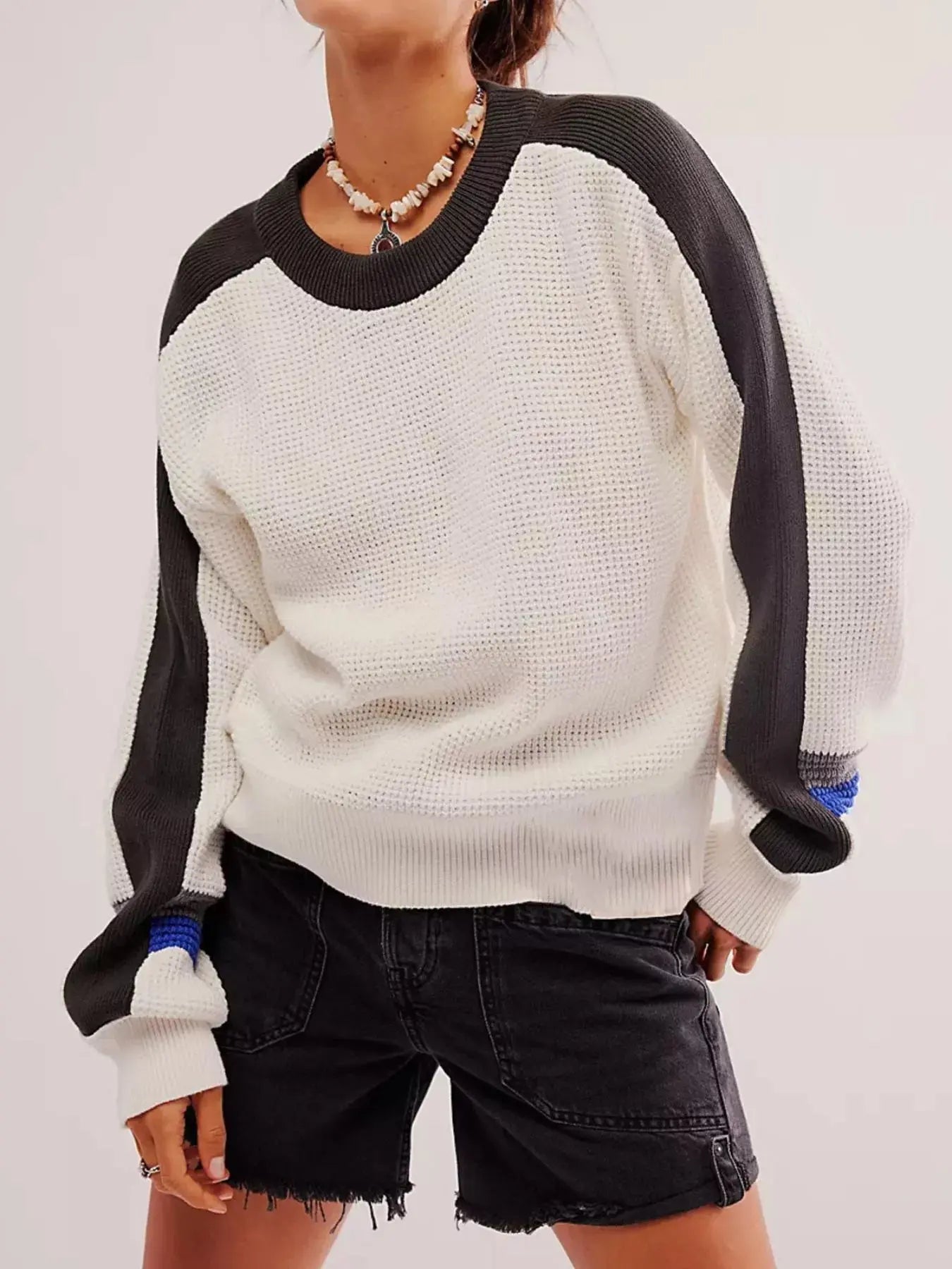 Color Block Waffle Knit Sweater Simply Love