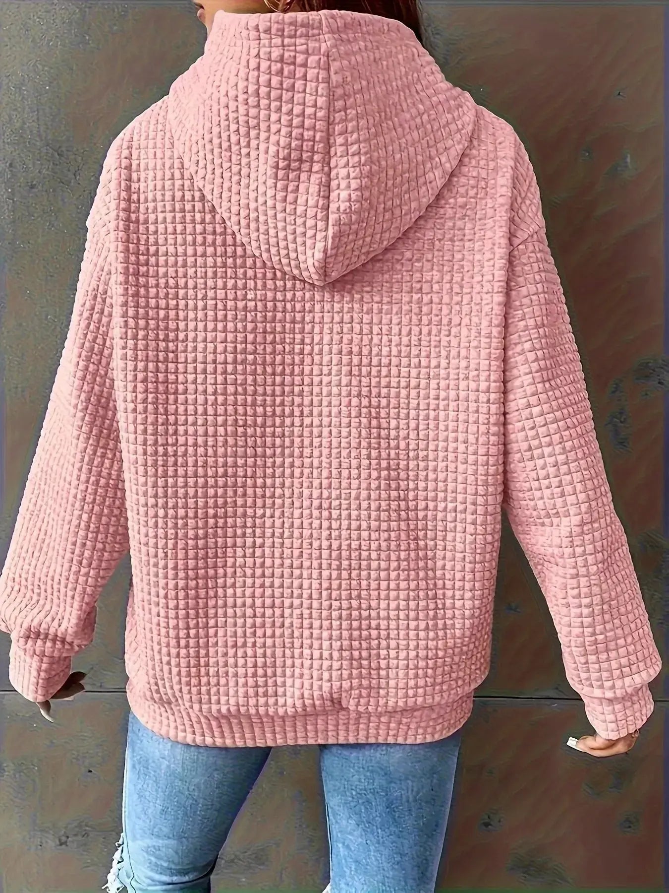 Textured Knit Drawstring Hoodie Simply Love