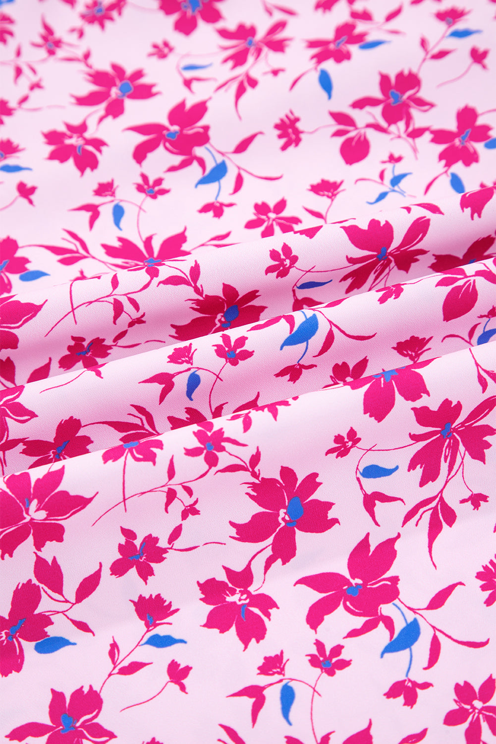 Premium Pink Boho Mixed Floral Drop Shoulder Bubble Sleeve Blouse Dear-Lover Dropshipping