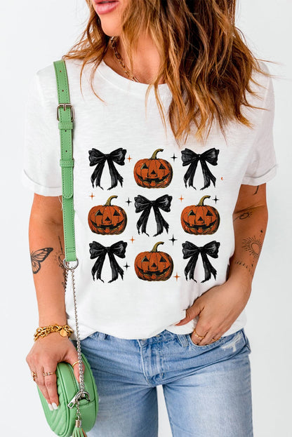 Pumpkin Round Neck Short Sleeve T-Shirt.