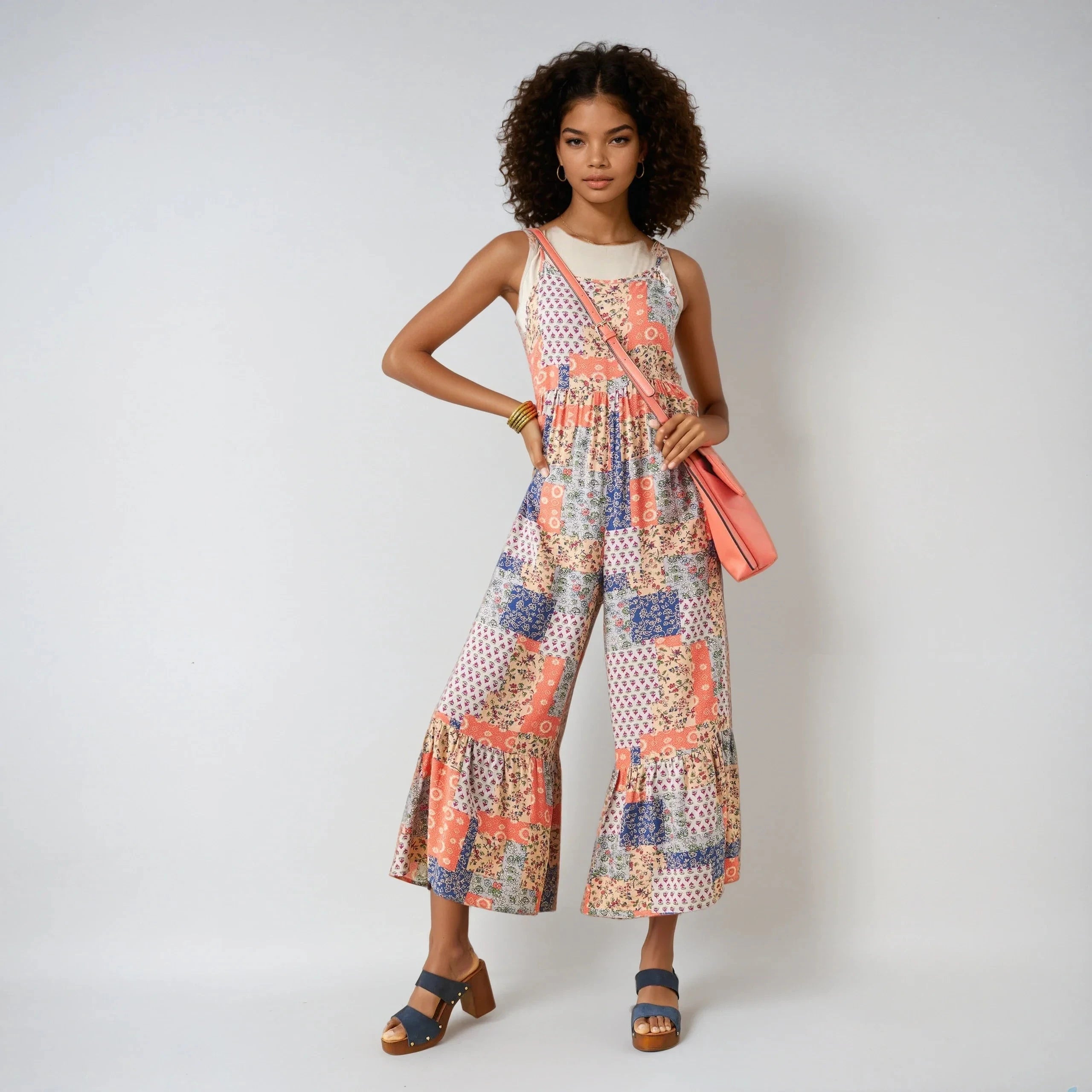 Serenity Patchwork Jumpsuit With Side Pockets Boho Chic Fitkitty Culture Athleisure Wear, Yoga Wear & Women's Clothing