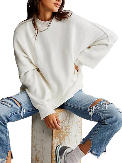 Cozy chic long sleeve sweater with side slits