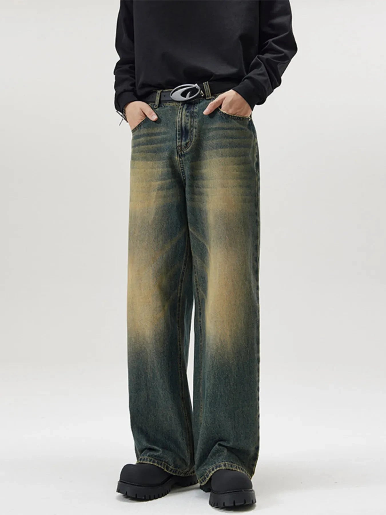 Mens Full Size Washed Wide Leg Jeans For Plus Size Simply Love