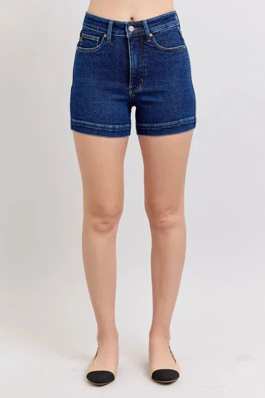 Judy Blue Full Size High Waist Tummy Control Denim Shorts Plus Size Coco’s Tee Boutique