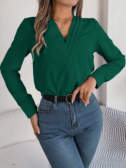 V-Neck Long Sleeve Blouse.