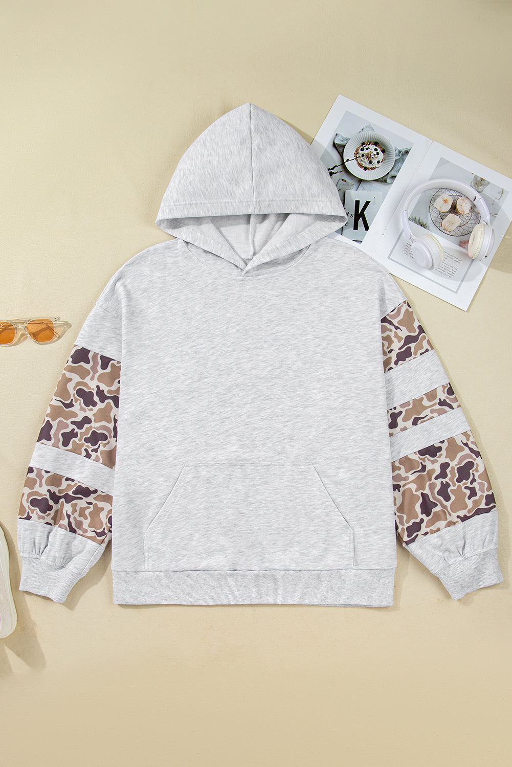 Dear-Lover Grey Camo Patchwork Women's Plus Size Hoodie Casual Fall Style Dear-Lover Dropshipping