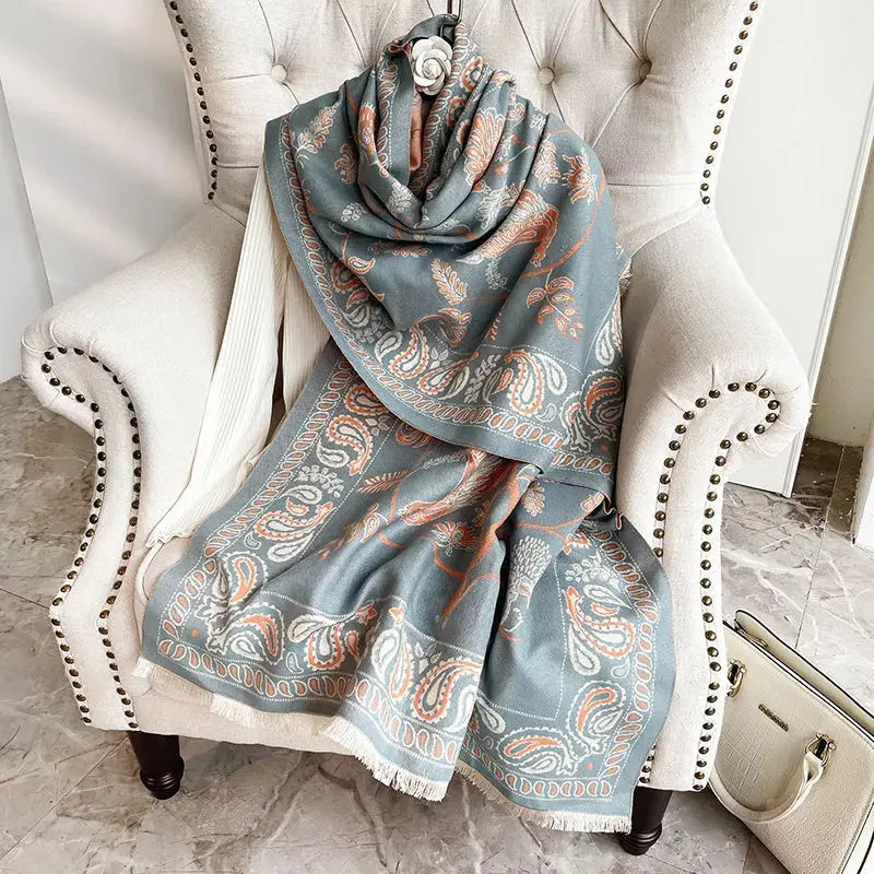Printed Raw Hem Scarf Simply Love