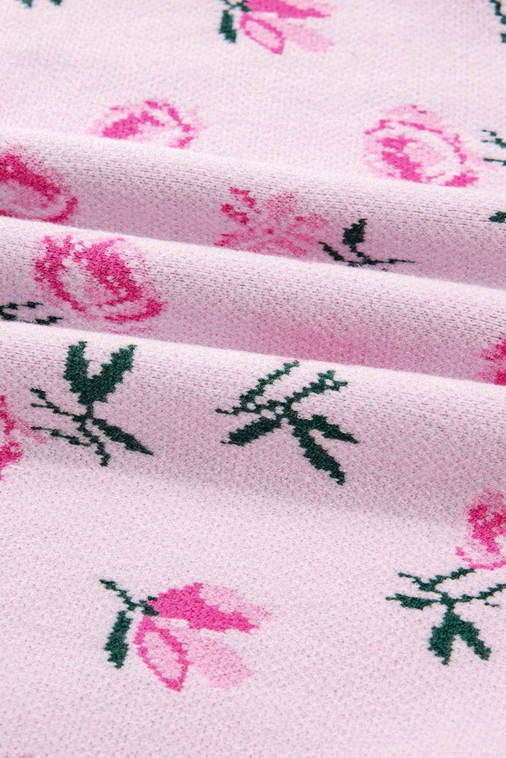 Delicacy Sweet Floral Print Drop Shoulder Cropped Sweater Dear-Lover Dropshipping