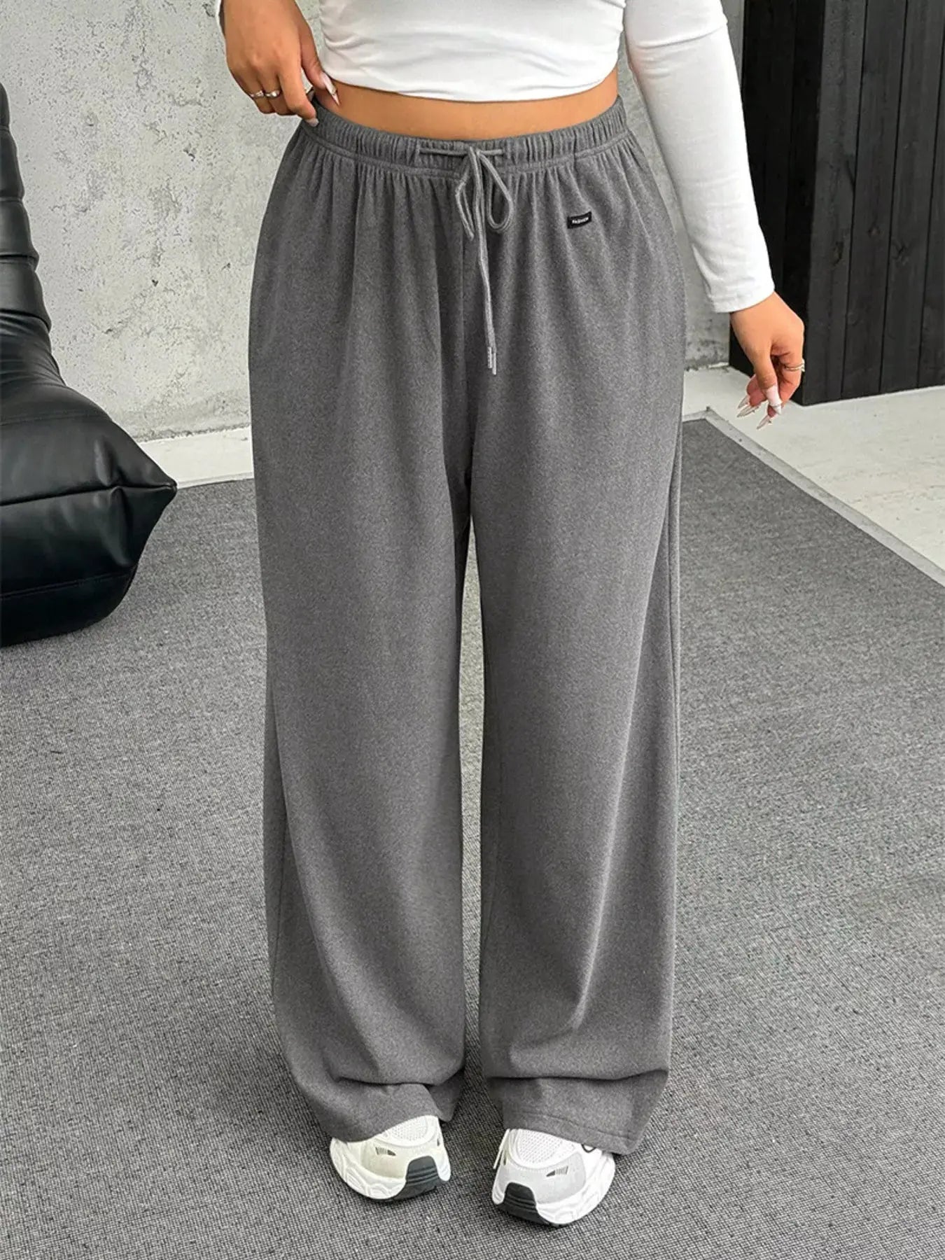 Full Size Drawstring Wide Leg Pants Plus Size Simply Love