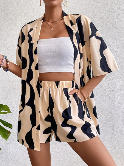 Printed Half Sleeve Top and Shorts Set.