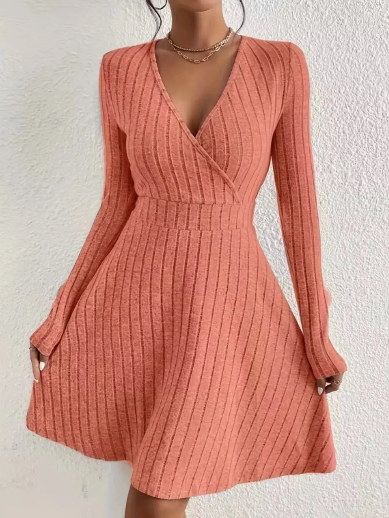 Ribbed Knit Wrap Mini Dress Simply Love