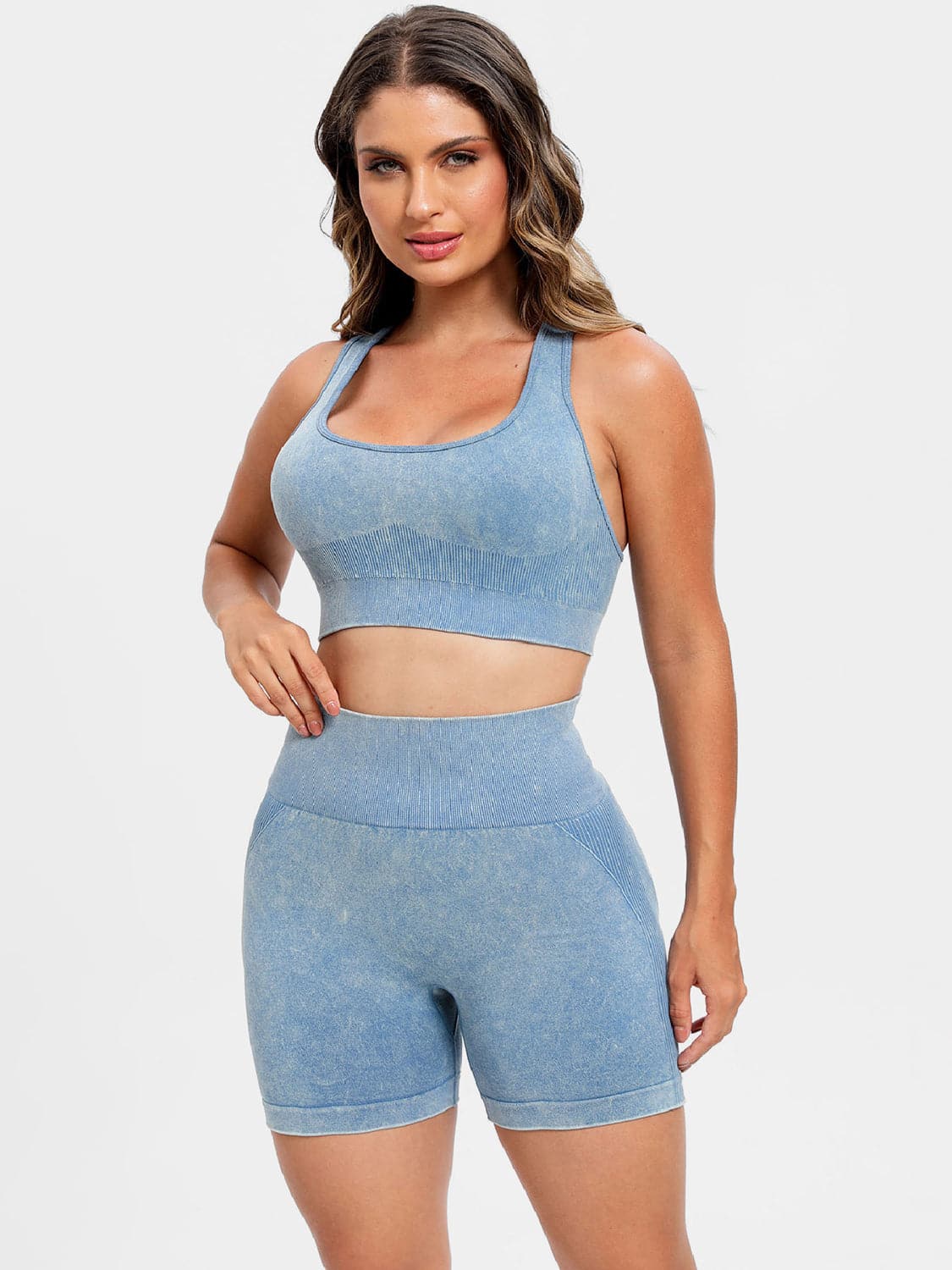 Scoop Neck Wide Strap Top and Shorts Active Set.