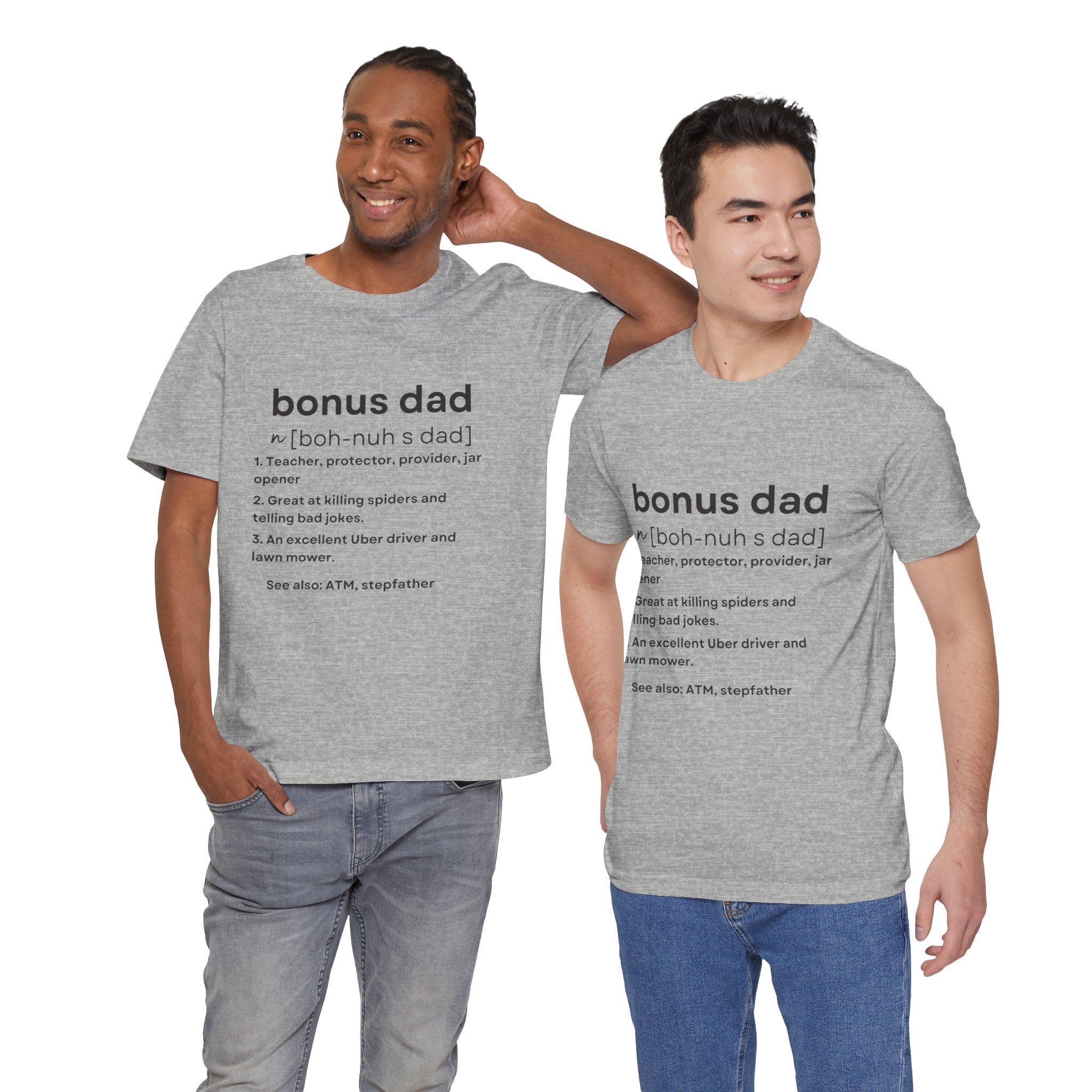 Bonus Dad Definition Tee Funny Heartfelt Straight Up Accurate Gift Shirt Bella Canvas 3001 Solid Black Light Gray White Coco’s Tee Boutique